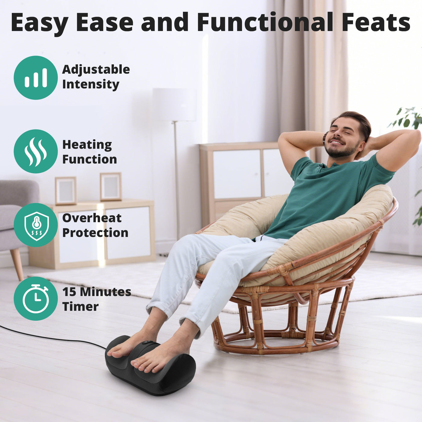 Medcursor Compact Lightweight Calf Foot Massager with Heat